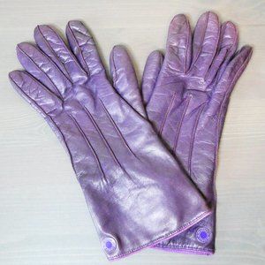 Coach Purple Leather & Cashmere Womens Gloves Size 7.5 Philippines